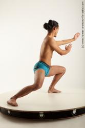 Sportswear Fighting Man Asian Standing poses - ALL Slim Long Black Standing poses - simple Academic